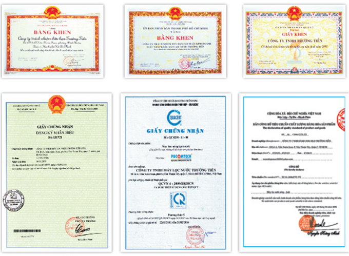 Bằng khen của các sản phẩm máy lọc nước Pucomtech